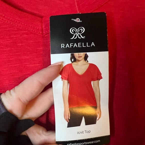Rafaella Ladies' V-Neck Slub Jersey Cotton Modal Blend Knit Top Red NWT XXL - Picture 6 of 6